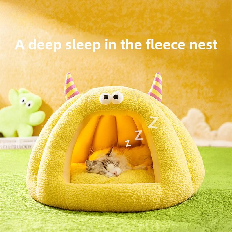 Katze Herbst und Winter Jurte Lustiges Monster Warmes Katzenbett Teddy Kleiner Hundekäfig Niedliches Haustierbett Zubehör