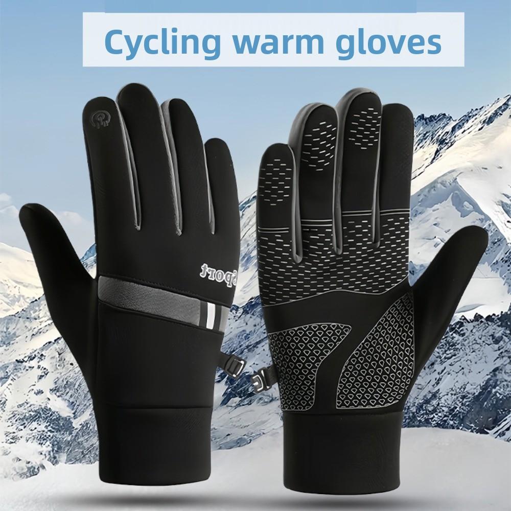Thermal Fleece Winter Cycling Gloves Lock Buckle Warm Outdoor Gloves Thick Cycling Gloves  Sports