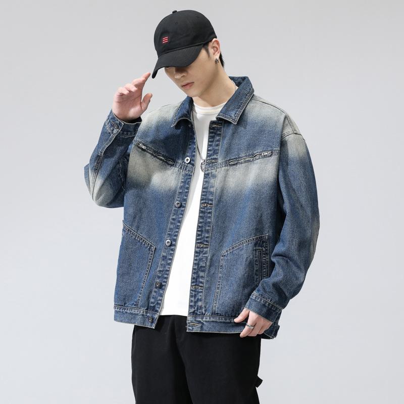 Denim Jacket Men's Spring New Loose Trendy Brand Handsome Denim Jacket Spring and Autumn Men's Work Jacket Trendy