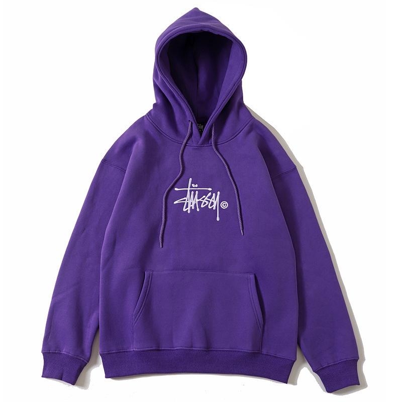 Men s Trendy Skateboard Style Embroidered Hoodie with Velvet Lining XXL фиолетовый