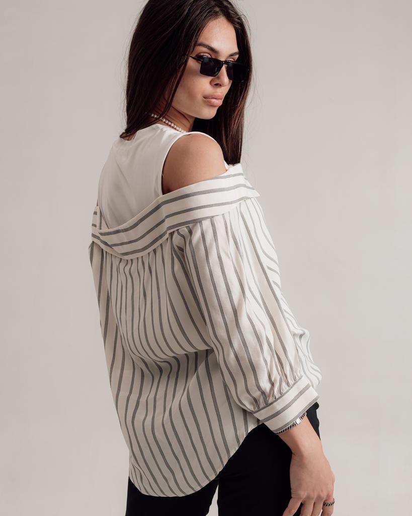 Gestreifte Bluse Phardi 3780 36 milchfarben