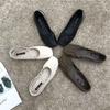Pleated Single Shoes Women Square Toe Soft Ballet Flats Slip On Solid Color Elegant Dance Shoe Cross Ladies Loafers