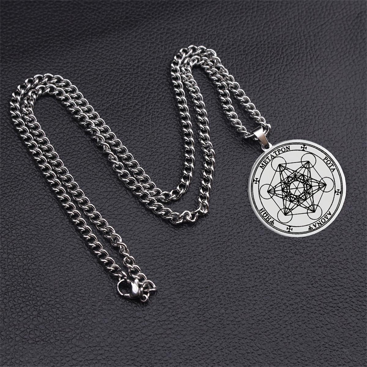Archangel Metatron Cube Amulet Pendant Necklace 60CM