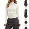 Women's Fashionable And Casual Solid Color Semi High Neck Long Sleeve Base Layer Top