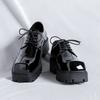 Herren Klobige Plateau Derby Stiefel Herbst Britischer Stil PU Leder Eckige Zehe Komfort Gepolsterte Sohle Lässige Tägliche Laufschuhe