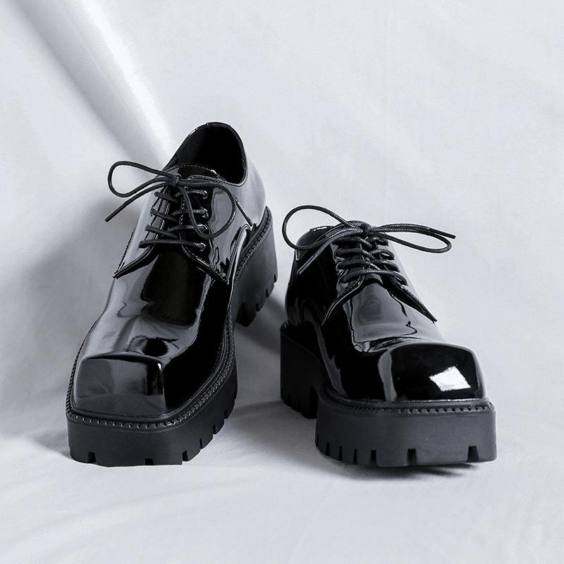 Ghete Derby cu Platformă Groasă pentru Bărbați Toamnă Stil Britanic Piele PU Vârf Pătrat Confort Talpă Amortizată Pantofi Casual de Zi cu Zi pentru Mers