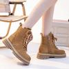 Martin Boots Women's Autumn New Leather Retro Tooling Western Cowboy Boots Thick-soled Inner Height-increasing Short Boots