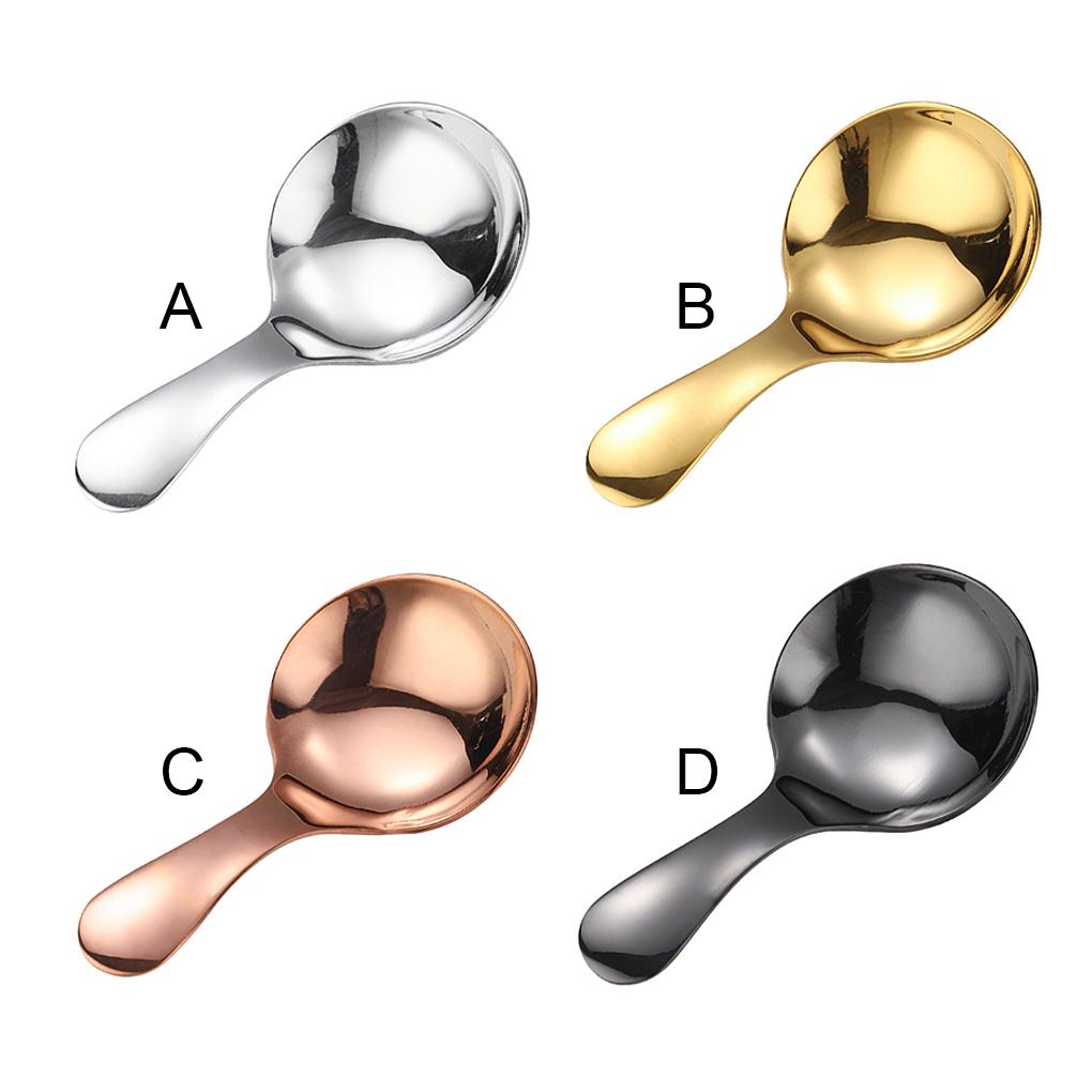 Stainless Steel Teaspoon Mini Smooth Short Handle Reusable Sugar Coffee Tea Cake Pudding Ice-cream Spoon Flatware