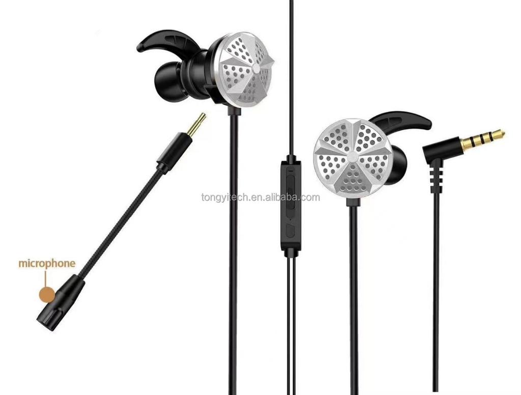 Lightweight 3.5mm Jack In-Ear Wired Gaming Earphones with Detachable Mic Right Angle Plug for Music Wired Earbuds
