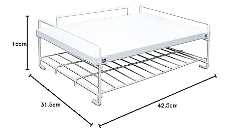 HEIAN SHINDO RD-1 Heat-Resistant Storage Shelf Over the Range, 2 Tiers, White, Weight Capacity: 7kg on Top Tier, 3kg on Bottom Tier