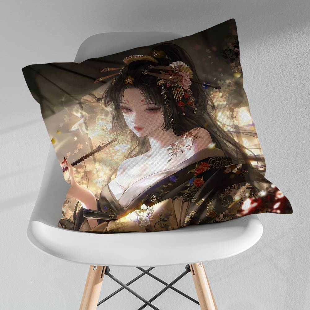 Beautiful Geisha Art Pillow Case For 30x30cm45x45cm55x55cm For Home Bedroom Decoration And Protector