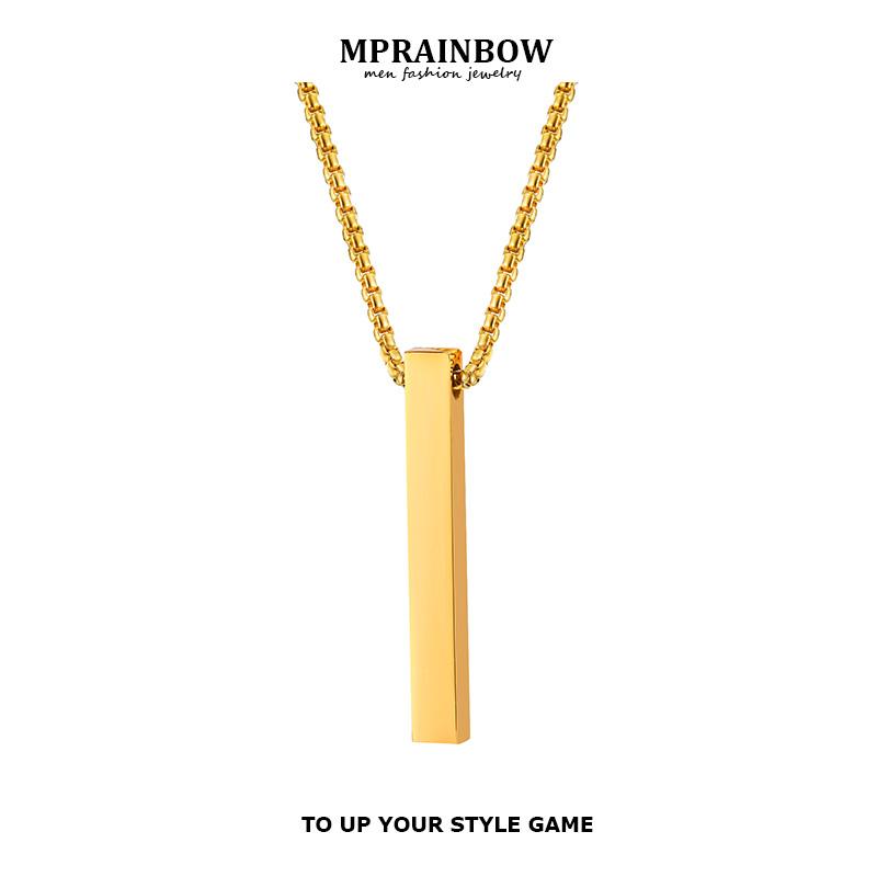 Personalized 1-4 Sides Pillar Necklace for Men Women,Stainless Steel Rectangle Vertical Bar Pendant Necklace Gifts