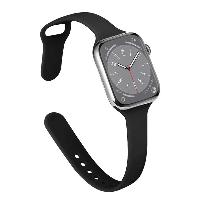 Slim Strap for Apple Watch Band 44mm 40mm 38mm 42mm Ultra 49mm Silicone Bracelet Correa iWatch Series 6 Se 5 4 3 7 8 45mm 41mm