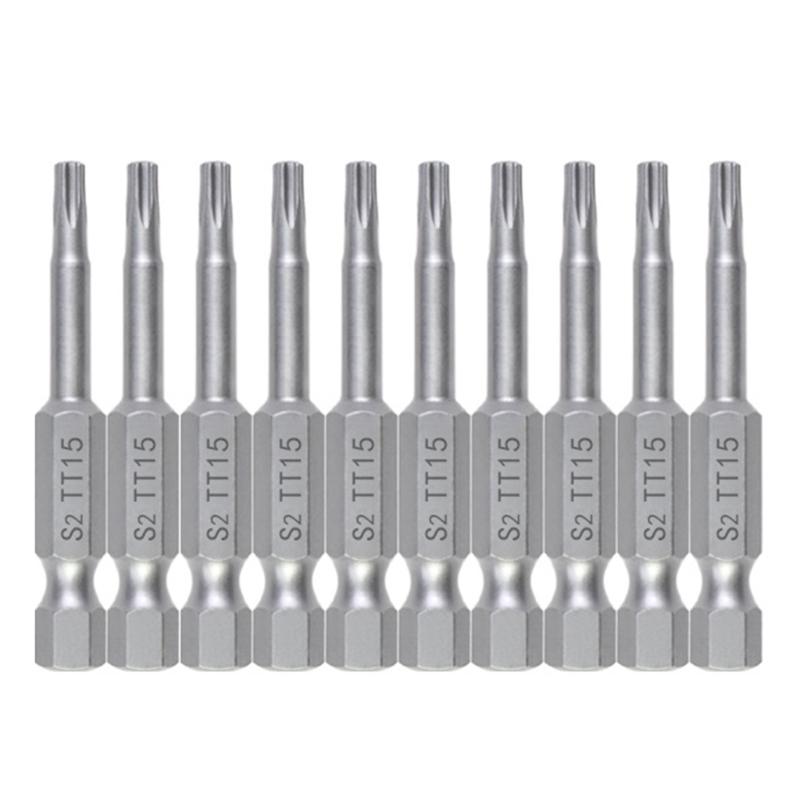 10Pcs 50mm Blossom Head Screwdriver Bit Set 1/4inch Hex Security Screwdriver Drill Magnetic Screwdriver Bit Tool