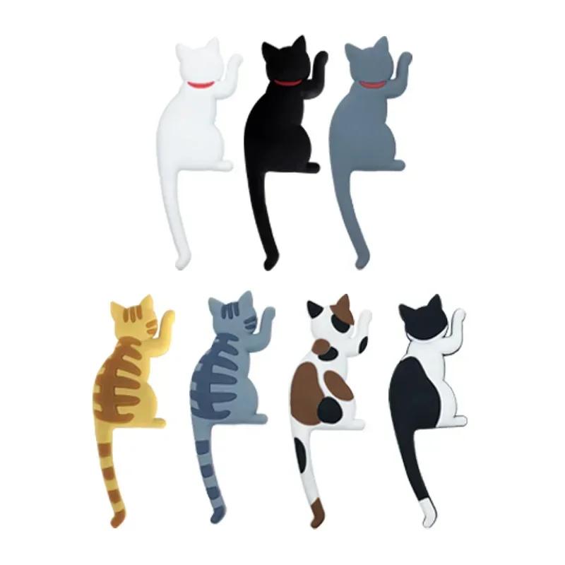Magnetic Cartoon Cat Refrigerator Sticker Fridge Magnet Hanging Hook Tail Fridge Magnet Hook Door Home Decorations Souvenir