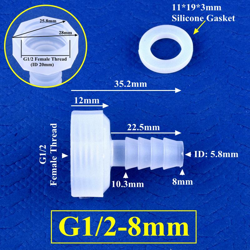 PP Direct Connector G1/2" 3/4" Female Thread To 4~25mm Barb Joint Micro Irrigation Garden Water Pagoda Hose Joint Aquarium Tank Fittings