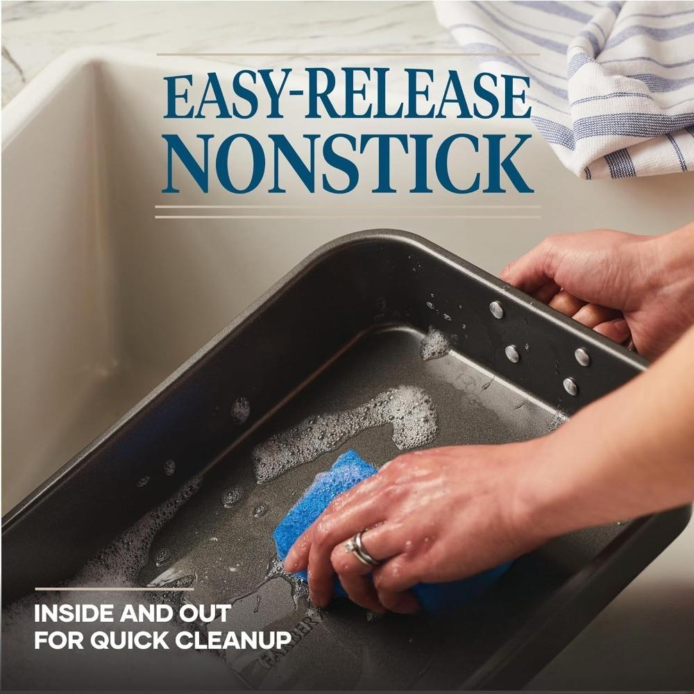 1Pcs Nonstick Roasting Pan with Handles Baking Dish for Turkey BBQ Vegetbale Roasting Pans for Oven Baking Mold