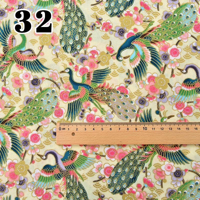 50/100/200cm Japanischer Kimono Cheongsam Bronzefarbener Druckstoff Kirschblüten Nähbaumwollstoff DIY Tasche Patchwork Zubehör