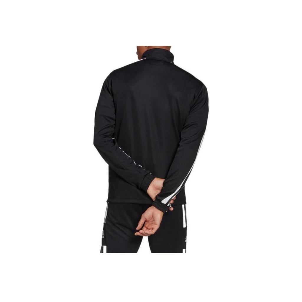 Adidas FW22 Pánská bunda s pruhovaným potiskem, logem a zipem u krku, svrchní oděv, černá GK9546