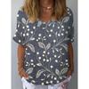Women's Trendy T-Shirt Flower Graphics Fashion Short Sleeved V-Neck Regular Tops Daily Prints Tee Y2K Casual Tops