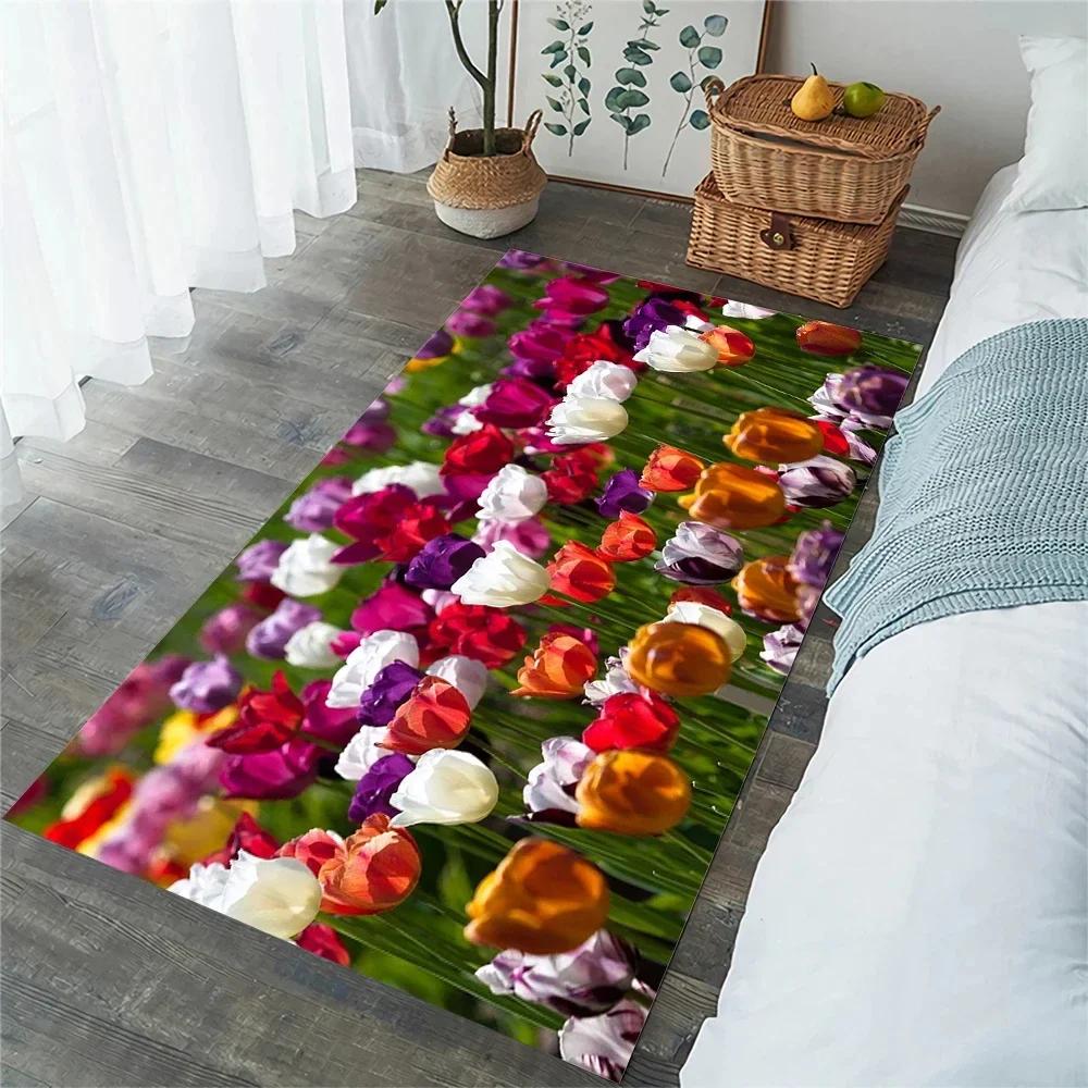 Covor Lalea Primăvară botanic Flori Covor de Zonă pentru Living Dormitor Copii Covoraș de Podea Floral Grădină Naturală Covoraș de Bucătărie