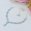 Natural Rainbow Moonstone, Larimar Gemstone 925 Solid Silver Necklace 18" b7W41