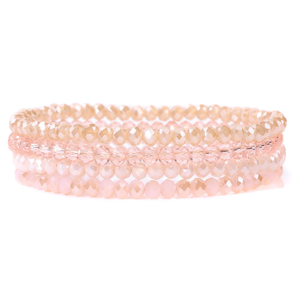 Set da 4 Pezzi Braccialetti Elastici con Perline di Cristallo Lucido Bohemien Facettati Colorati Braccialetti con Perline di Vetro di Cristallo Set di Braccialetti per Donne