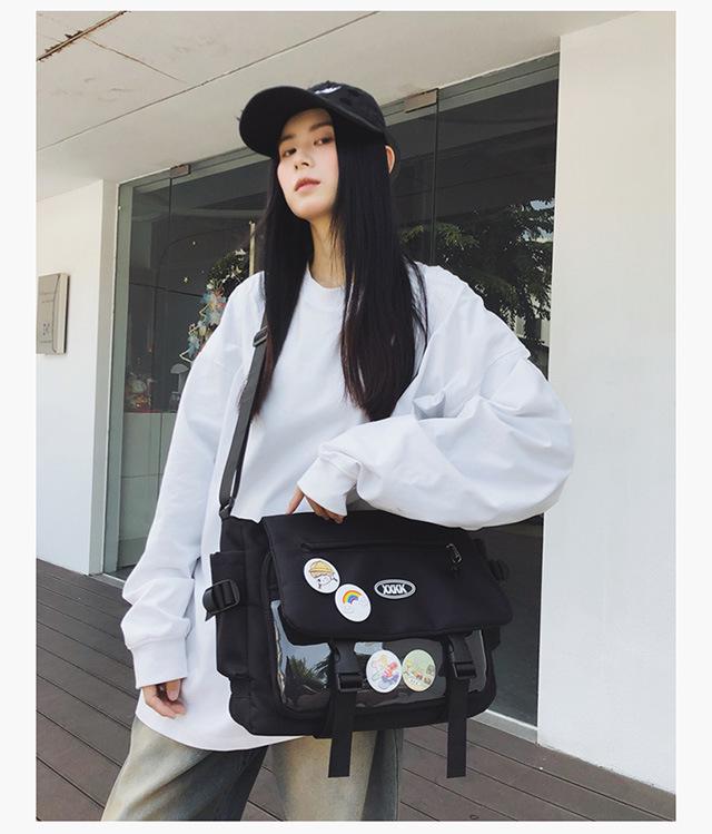 Korean-Style Versatile Messenger Backpack: Trendy Large-Capacity Crossbody for College Students