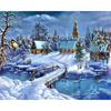 Full Round Diamond Painting Handmade Winter Scenery Cross Stitch 5d Diamond Embroidery House Landscape Decor