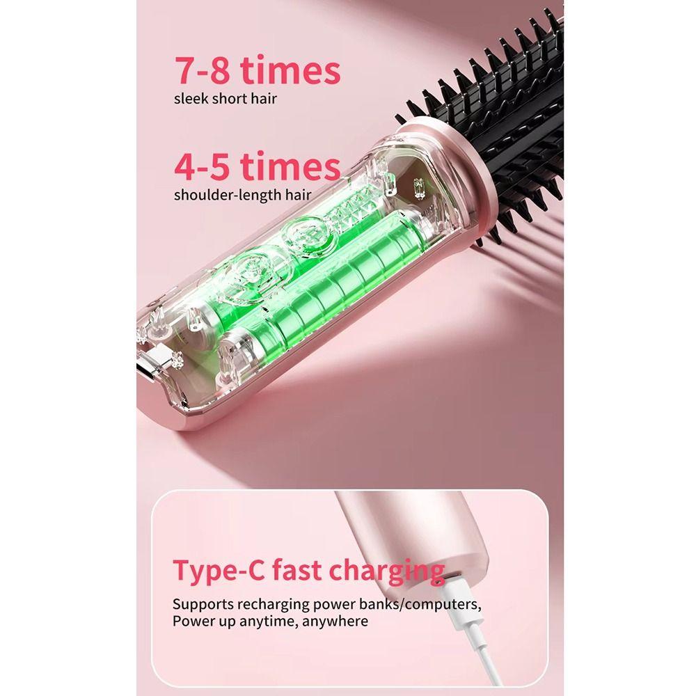 Cordless Electric Hair Curler 4 Heat Levels Flat Hair Iron Portable Straightening Comb  Salon Use