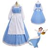 Elegant Beauty And The Beast Belle Blue Maid Dress With Exquisite Workmanship For Halloween