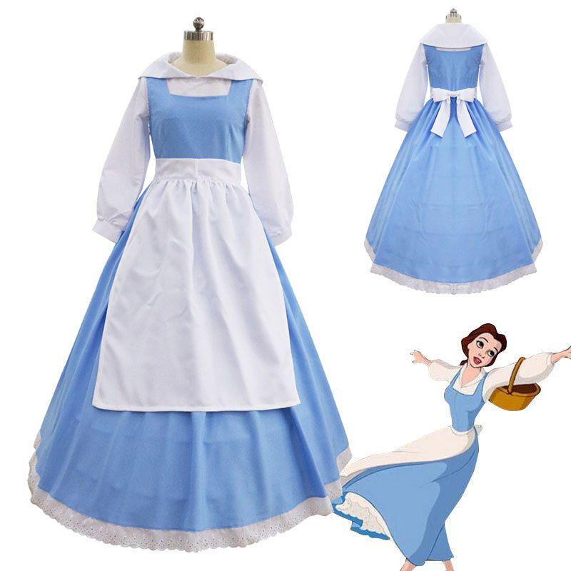 Elegant Beauty And The Beast Belle Blue Maid Dress With Exquisite Workmanship For Halloween