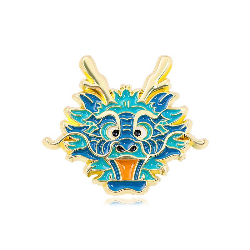 Retro Zodiac Products, Guochao Cartoon Faucet Brooch, Piercing Horse Needle, Oriental Dragon Men'S Suit Accessories Badge