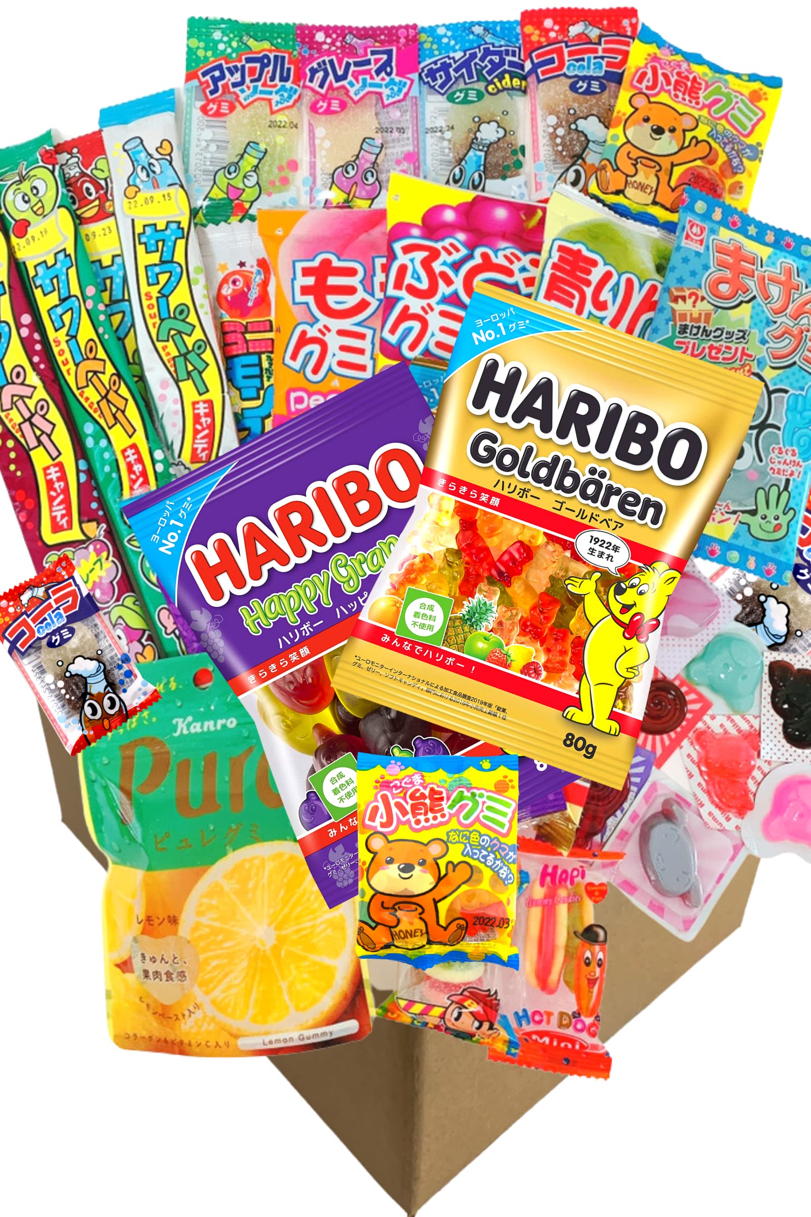 

Ассортимент жевательных конфет HARIBO Mini Gold Bear Набор для сравнения дегустационных конфет Kanro Pure Gummy Dagashi Вы можете наполнить свой желудок жевательными конфетами Идеально подходит для и