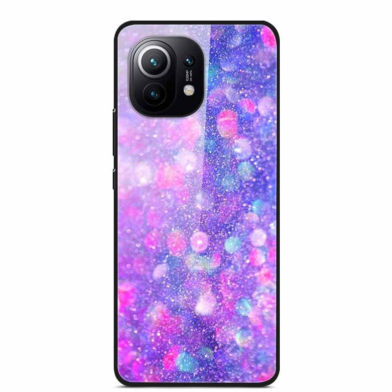 Glass Back Cover For Xiaomi 11 Lite 5G NE Case Soft Edge Hard Tempered Glass Case For Xiaomi Mi 11 Lite 5G NE Phone Case Coque