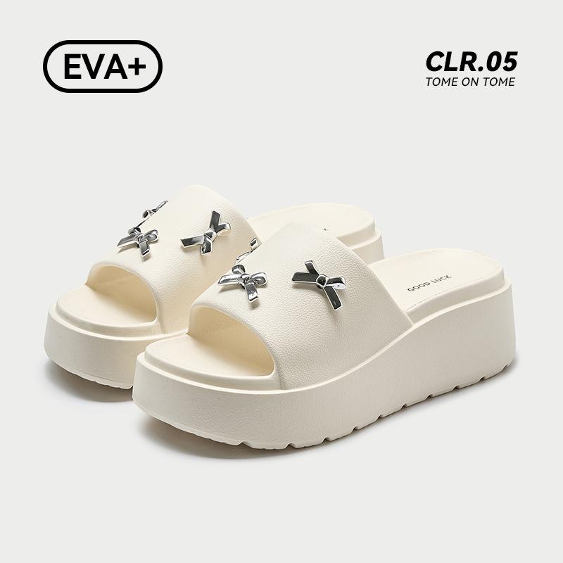 

Slippers women s 6cm heightened platform fashion trend versatile one-word drag summer new wear non-slip women s shoes 39/40 (suitable for size 39/40) белый