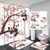 1/3/4pcs 1/3/4pcs Panda Blossoms Shower Curtain, Floral Panda Bathroom Decor, Shower Curtain Set Includes Bath Mat, U-shaped M