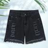 Ripped Denim Shorts Women Spring and Summer High Waist Stretch All-match Outer Wear Thin Wide-leg Pants