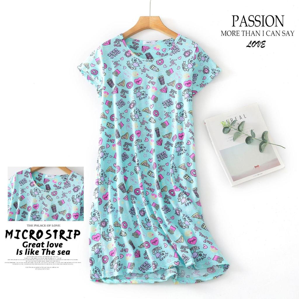 Plus size Estate Donna Camicia da notte Manica corta Simpatico cartone animato pigiameria dolce O Collo Camicie da notte Pigiama Pigiama da donna in cotone