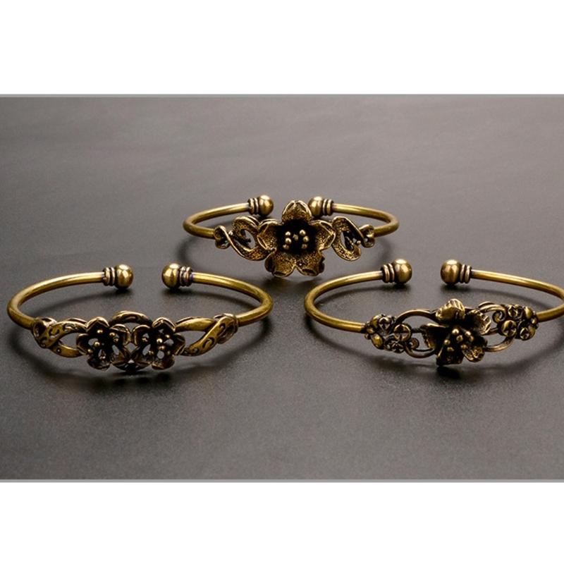 Handcrafted Floral Copper Bangle Comfortable Fit Floral Bracelet Fashion Jewelry For Casual Or Formal Outfits
