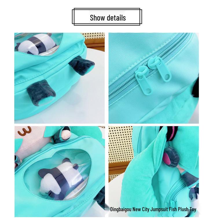 Cute Hatsune Miku Plush Backpack - Cartoon Doll Bag for College Students & Girls