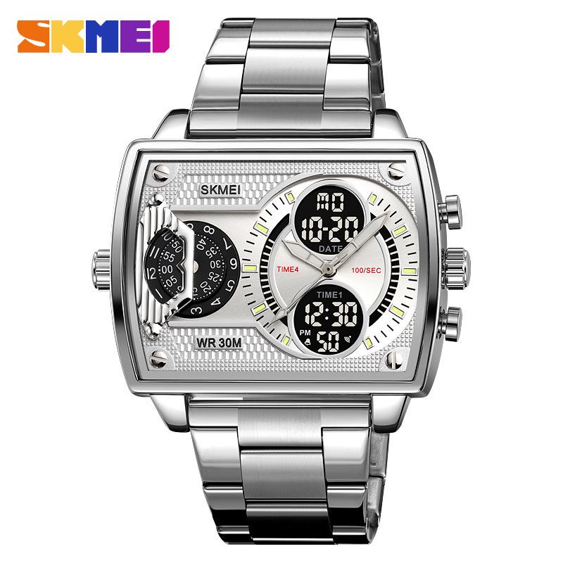 Shikemei Men s Multi-Time Zone Luminous Waterproof Dual-Movement Watch