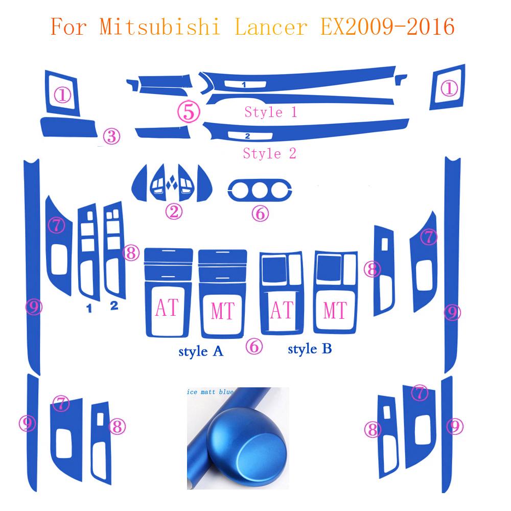 Für Mitsubishi Lancer EX 2009-2016 Innenraum Zentrales Bedienfeld Türgriff Kohlefaser Aufkleber Decals Autostyling Zubehör
