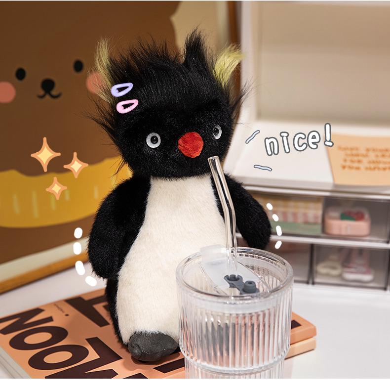 Frizzy Penguin Plush: Ugly-Cute Owl Eye Mask and Exploding Head Ronnie Calming Doll for Sweet Sleep Prank
