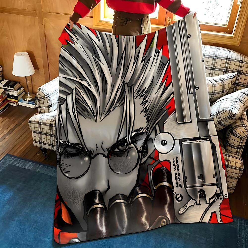 Anime T-Trigun Throw Flannel Blanket Suitable for Sofas Beds Offices Travel, Camping Chairs