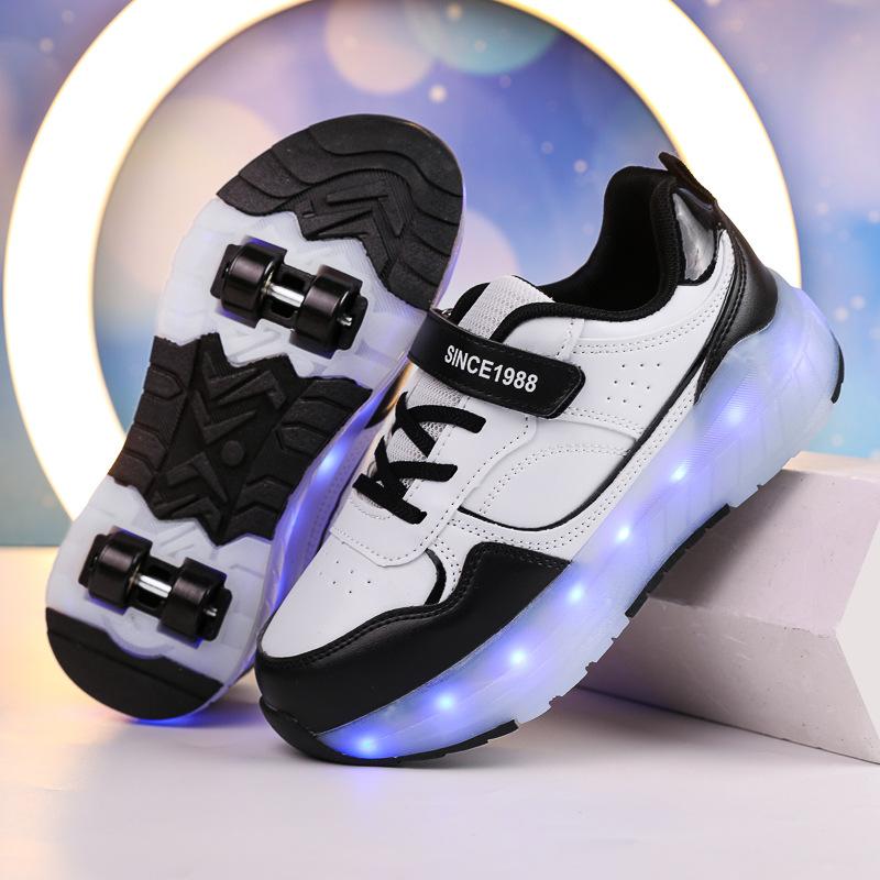 Luminous Four-wheel Roller Skates with Lights, Shoes with Wheels, Pulley Shoes