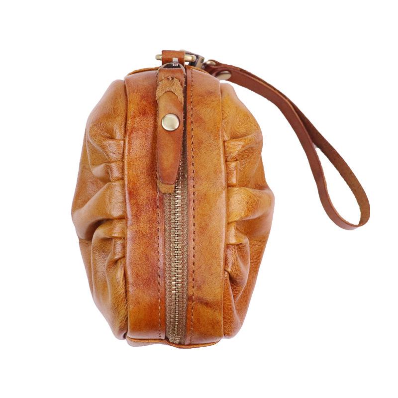 New Retro Wrinkle Bag for Women, Multi Functional Handbag for Students, Small Leather Change Bag, Red Envelope