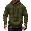 Men's Military Cargo Hoodies, Casual Quarter Zipper Pullover Tops With Multi Pockets
