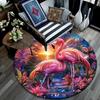 Flamingos Round Area Rug,Carpet Rug for Living Room Bedroom Sofa Playroom Decor,Non-slip Floor Mat
