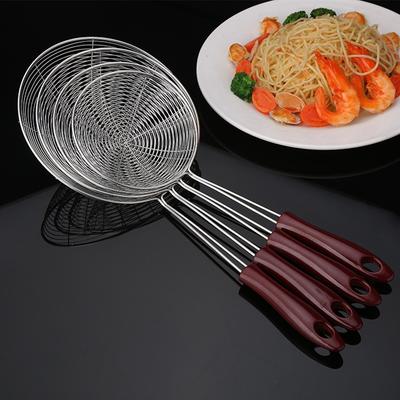 5 Sizes Anti-scalding Stainless Steel Oil Frying Filter Strainer Deep Pot Frying Sieve Scoop Long Colander Noodle Fruit Use